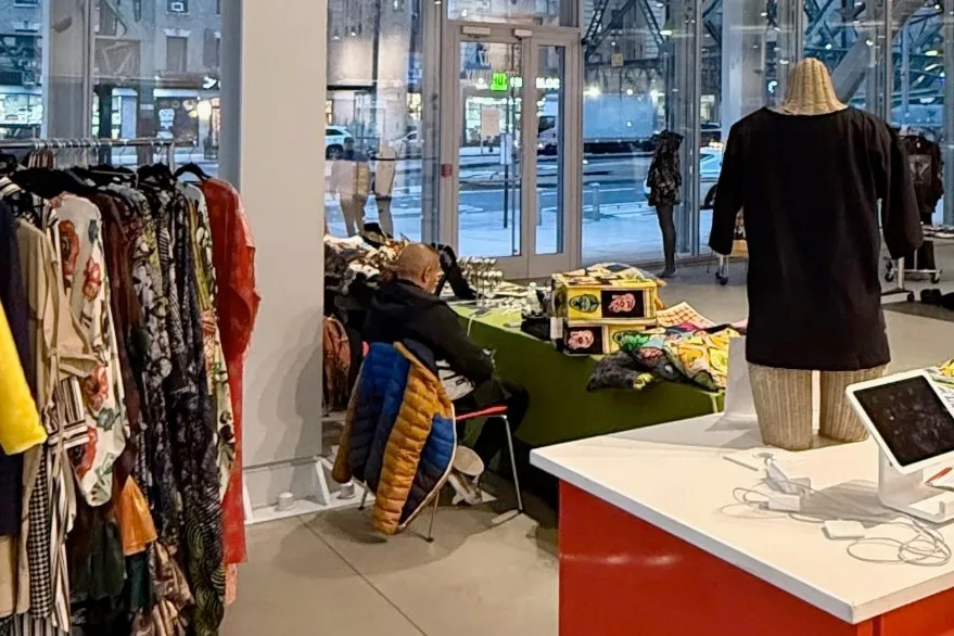 An assortment of clothes sold from one of the vendors at SoHarlem in the Lee C. Bollinger Forum.