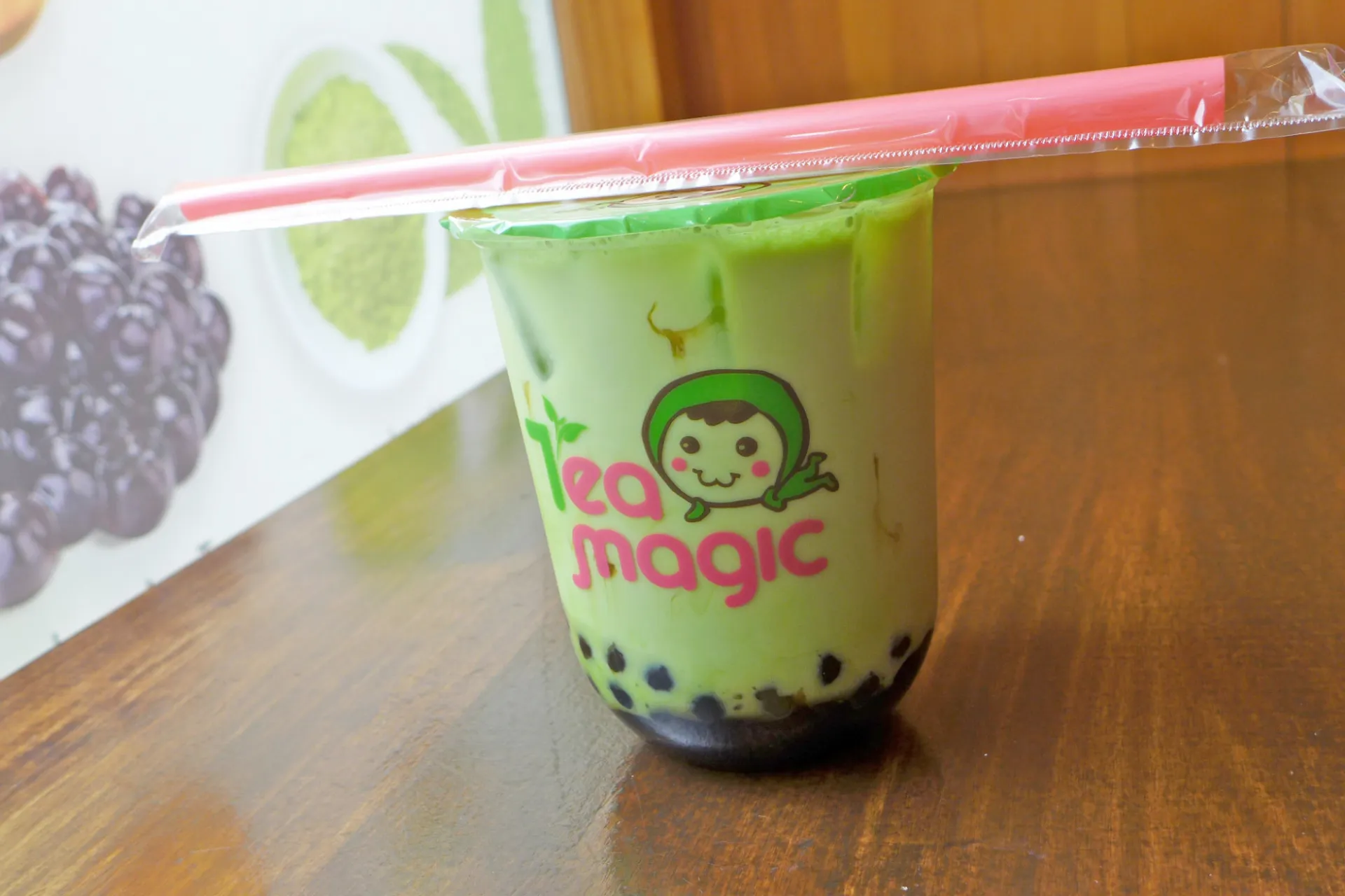 A photo of a matcha bubble tea from Tea Magic.