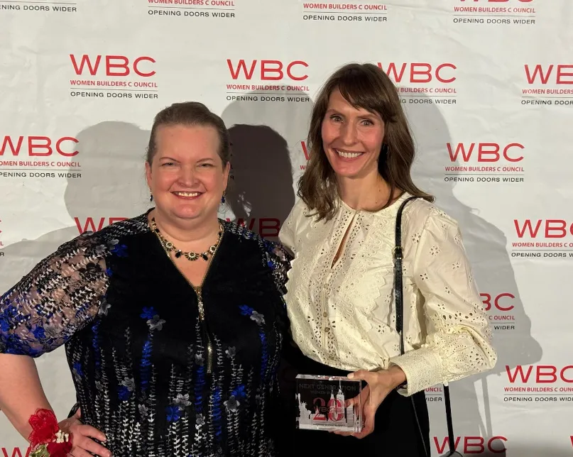 JoEllen Bagayoko, Assistant Director, Administrative Services and Lauren Fog, Senior Project Manager at Manhattanville Development Group pose at the WBC award ceremony.